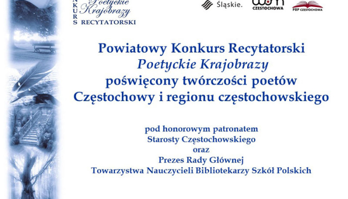 Powiatowy Konkurs Recytatorski Poetyckie Krajobrazy poświęcony twórczości poetów Częstochowy i regionu częstochowskiego (2019)