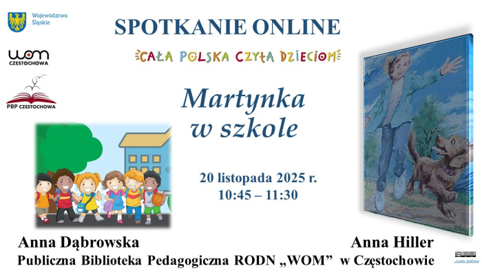 "Martynka w szkole" - zaproszenie do udziału w spotkaniu online cyklu Spotkania z Martynką