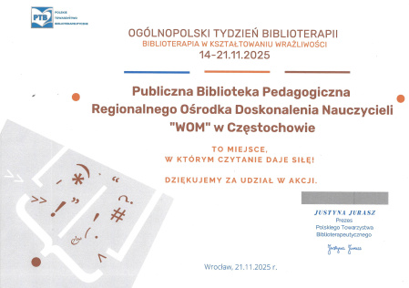 1 Podziękowanie dla biblioteki