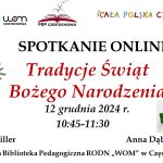 Na środku tytuł i termin spotkania. Poniżej prezenty i stroik świąteczny.