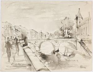 Most-nad-rzeka-rysunek-tuszem-lawowany-papier